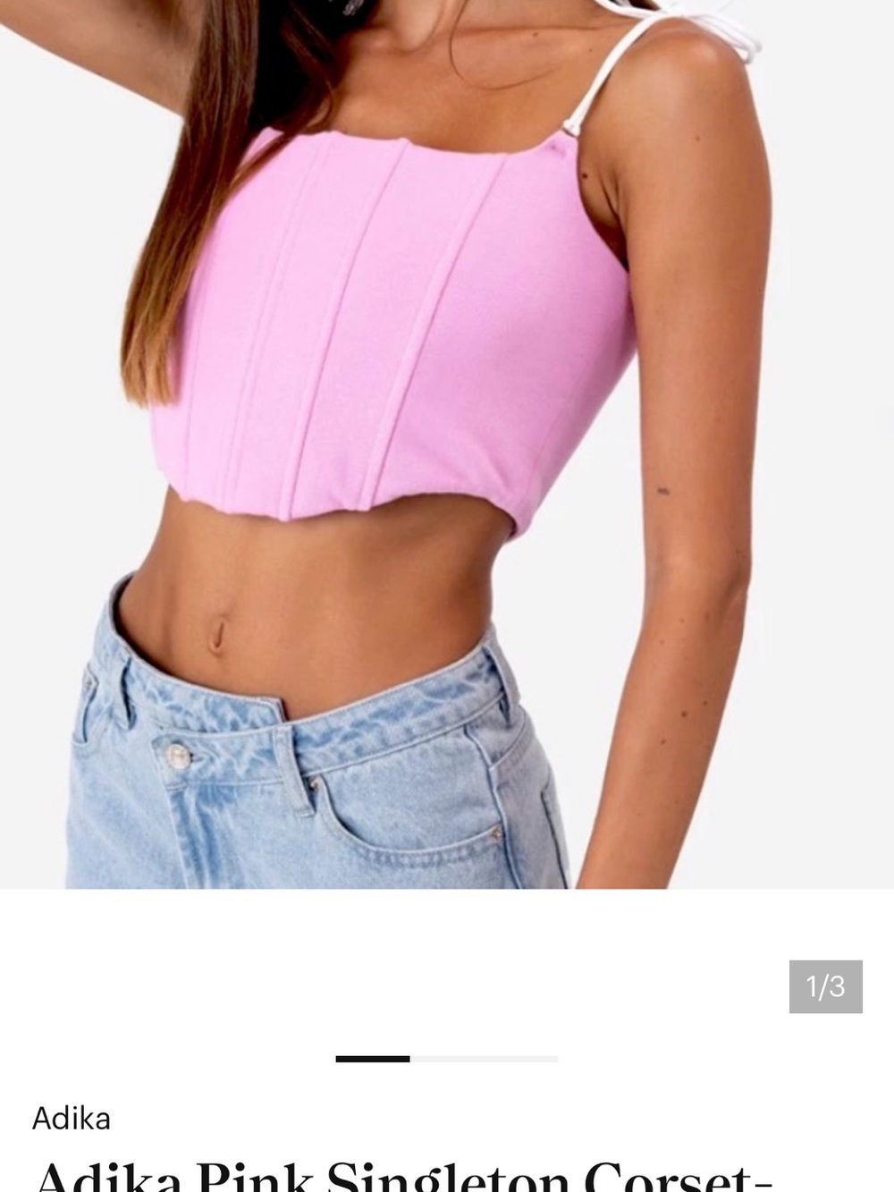 Adika Pink Corset Crop Top with Tie Straps